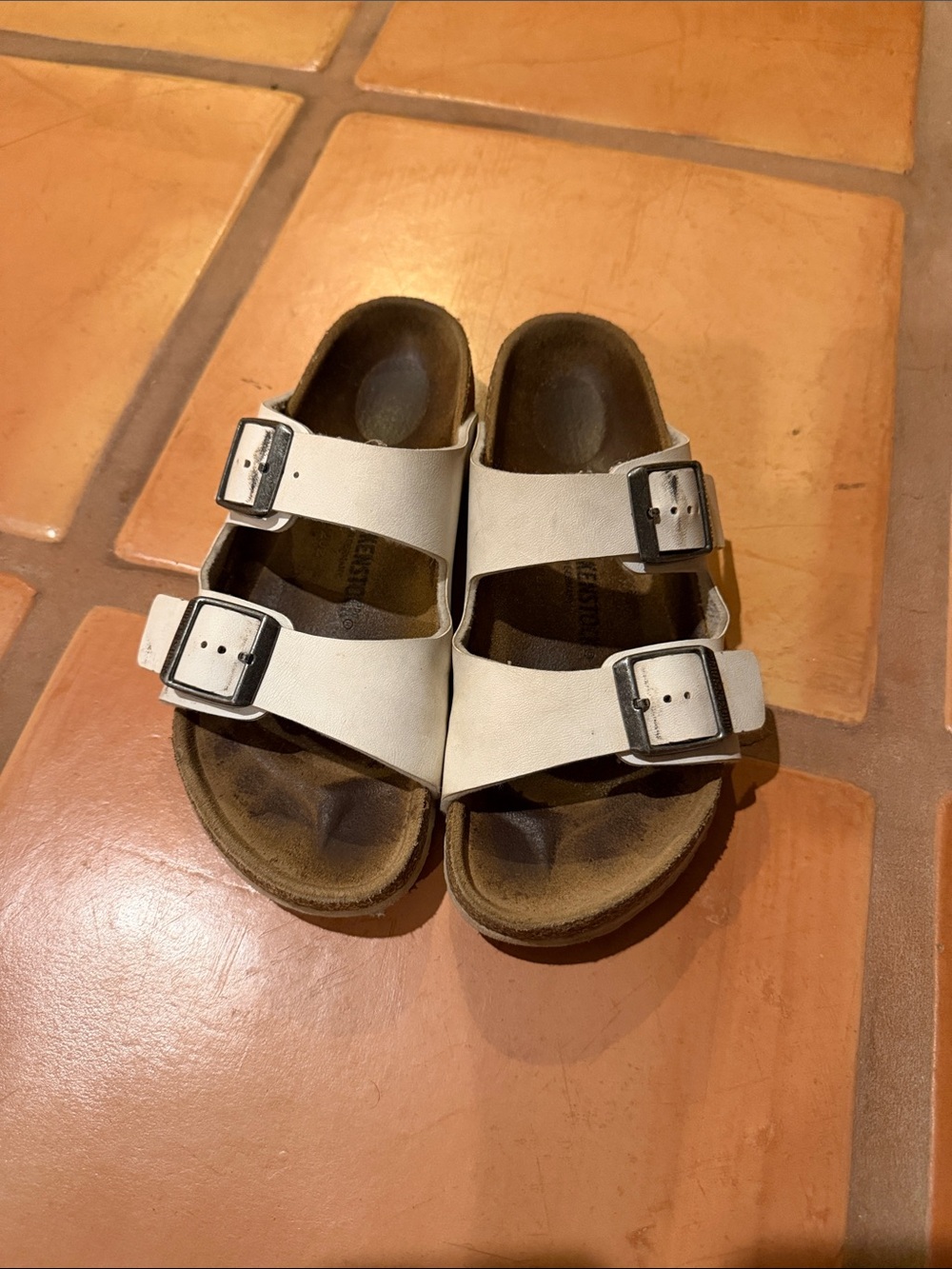Birkenstock White Double Strap Kids Sandals with Buckles